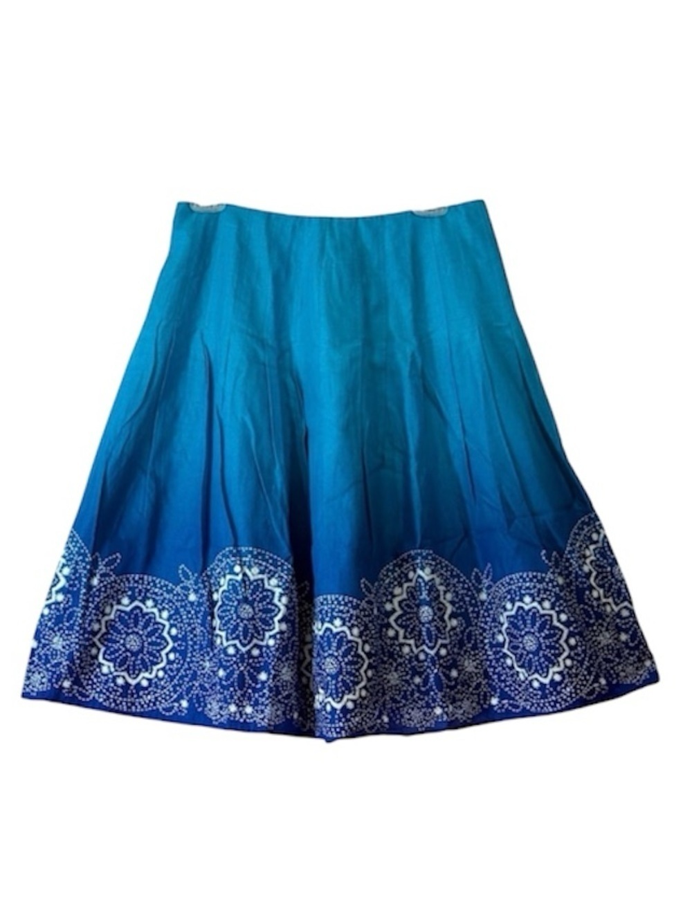 Jones New York Skirt Floral Print A Line Skirt Coastal Boho Ombré Blue Size 4